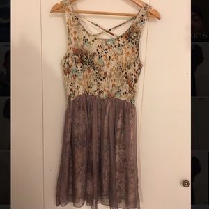 Floral dress with strap detail on back